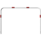 Hoop of steel tube |  48 x 2,5 mm | without cross bar | for casting in concrete | total width 1500 mm | total height 1000 mm | hot-dip galvanized and white coatedwith red reflecting stripes